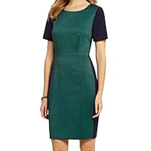 NWT Tahari By Arthur S Levine Colorblock Sheath Dress Sateen Short Sleeve Size 2